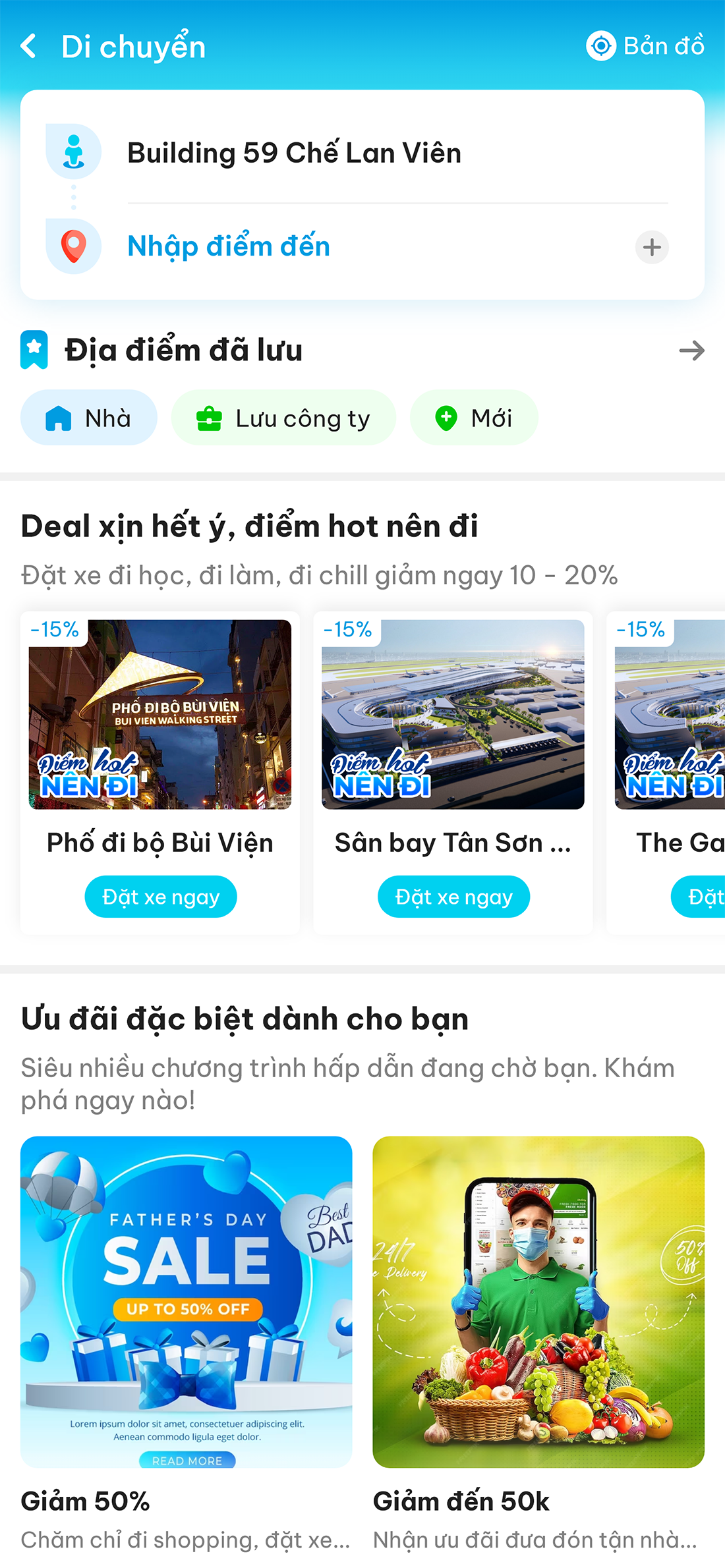 SKY : Đặt xe / Giao hàng / Food / Mua sắm